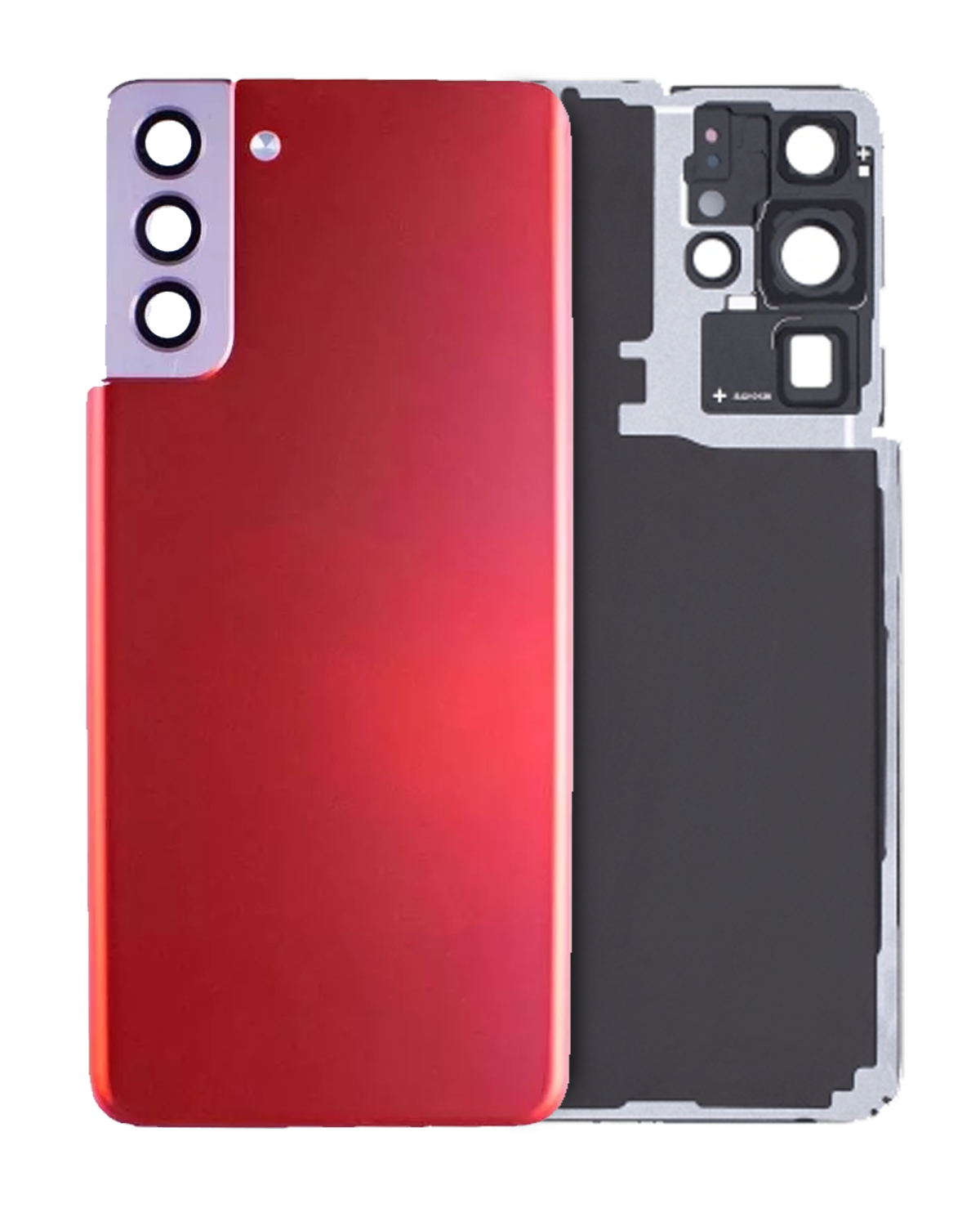 Samsung Galaxy S21 Plus İle Uyumlu Arka Kapak Camı Kamera Lensiyle Uyumlu (Servis Paketi) (Phantom Kırmızısı)