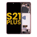 Samsung Galaxy S21 Plus İle Uyumlu İçin Çerçeveli ekran 5G Orijinal (Phantom Violet Pembe Altın)  Orijinal Ekranı