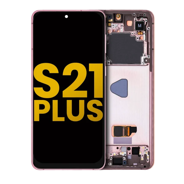 Samsung Galaxy S21 Plus İle Uyumlu İçin Çerçeveli ekran 5G Orijinal (Phantom Violet Pembe Altın)  Orijinal Ekranı