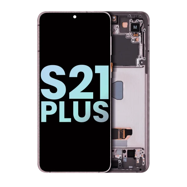 Samsung Galaxy S21 Plus İle Uyumlu İçin Çerçeveli ekran 5G (Service Pack) (Phantom Violet Pink Gold)  Orijinal Ekranı