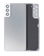 Samsung Galaxy S21 Plus İle Uyumlu İçin Kamera Lensli Arka Kapak Camı  (Phantom Silver)