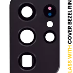 Samsung Galaxy S21 Ultra İle Uyumlu 5G (Phantom Black) Kapaklı Arka Kamera Lensi Çerçeveli Halkalı