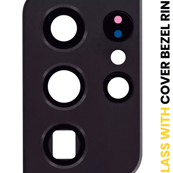 Samsung Galaxy S21 Ultra İle Uyumlu 5G (Phantom Black) Kapaklı Arka Kamera Lensi Çerçeveli Halkalı