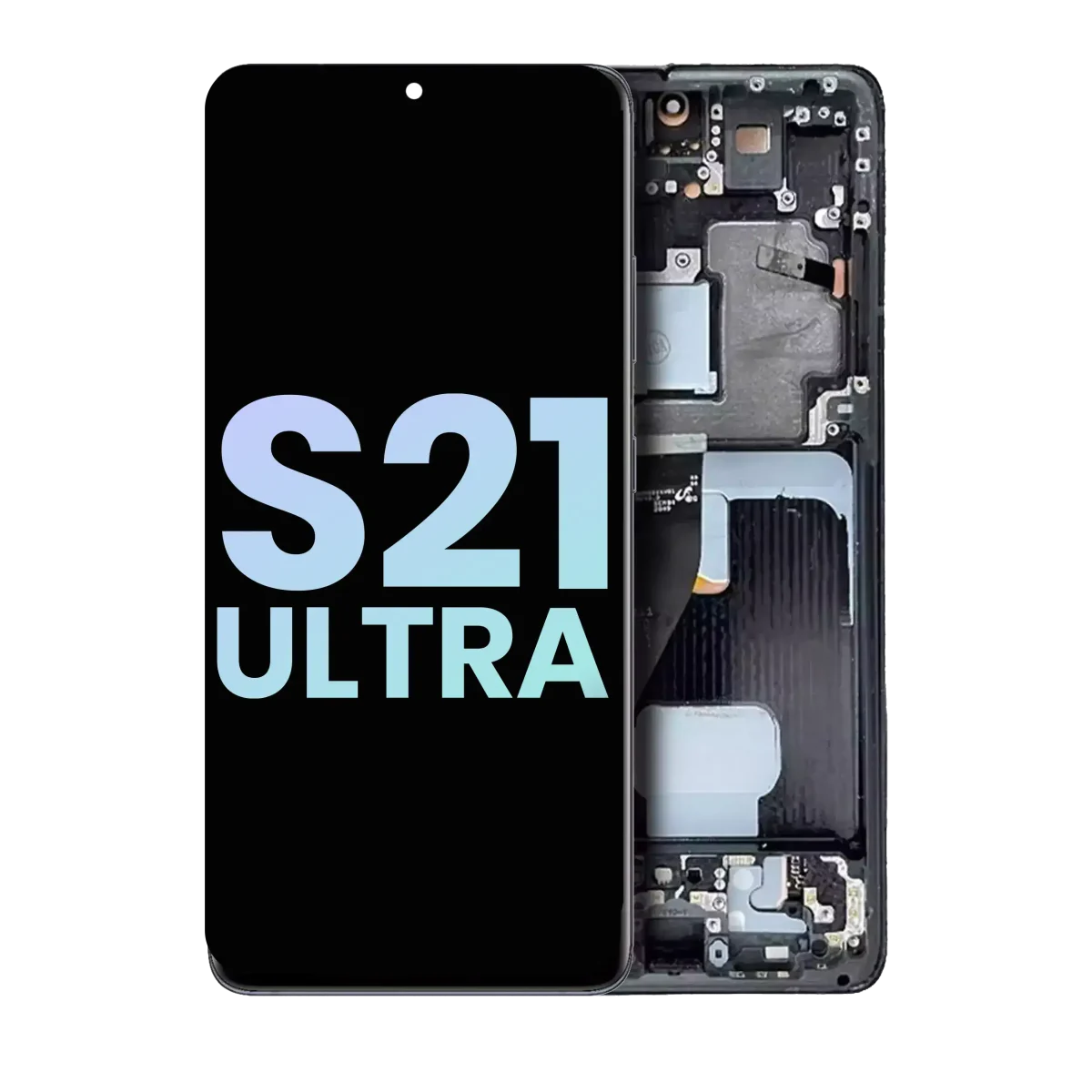 Samsung Galaxy S21 Ultra İle Uyumlu 5G (Service Pack) (Phantom Navy) Çerçeveli ekran Orijinal Ekranı