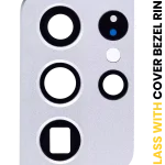 Samsung Galaxy S21 Ultra İle Uyumlu Arka Kamera Lensi Çerçeveli Halkalı (Phantom Silver)