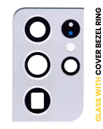 Samsung Galaxy S21 Ultra İle Uyumlu Arka Kamera Lensi Çerçeveli Halkalı (Phantom Silver)