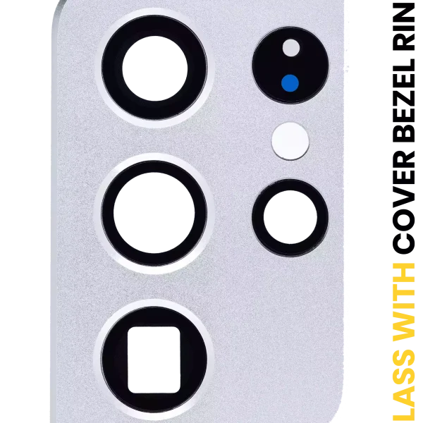 Samsung Galaxy S21 Ultra İle Uyumlu Arka Kamera Lensi Çerçeveli Halkalı (Phantom Silver)