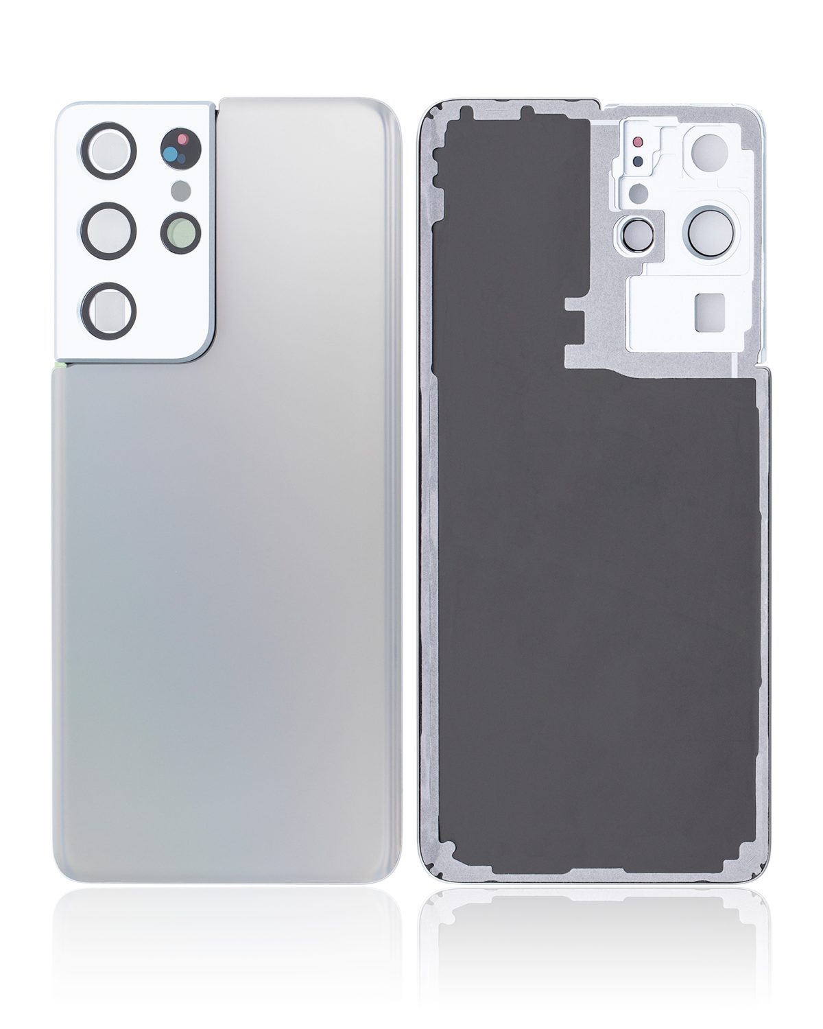 Samsung Galaxy S21 Ultra İle Uyumlu Arka Kapak Camı Kamera Lensiyle  (Aftermarket Plus) (Phantom Silver) - Görsel 2