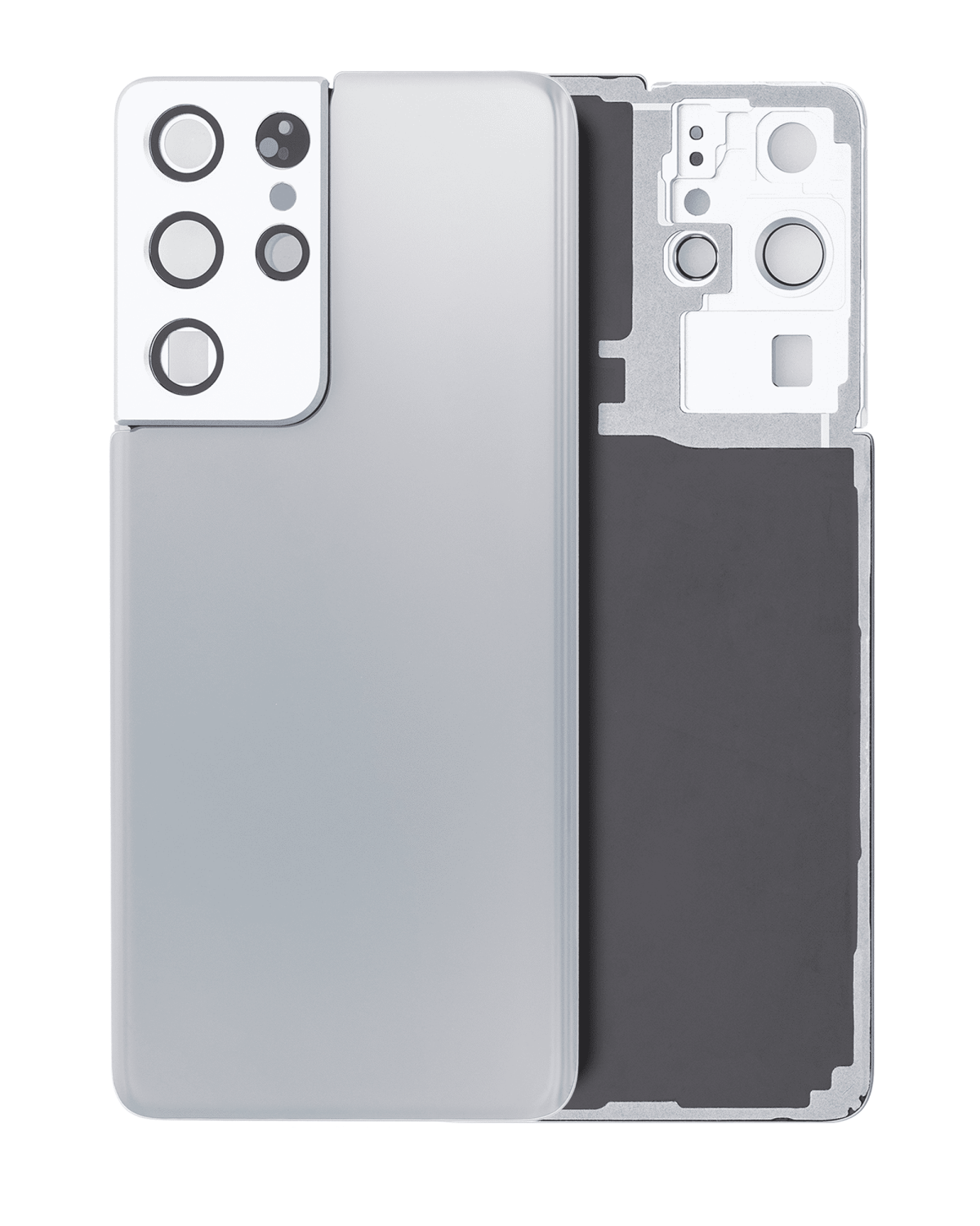 Samsung Galaxy S21 Ultra İle Uyumlu Arka Kapak Camı Kamera Lensiyle  (Aftermarket Plus) (Phantom Silver)