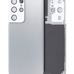 Samsung Galaxy S21 Ultra İle Uyumlu Arka Kapak Camı Kamera Lensiyle  (Aftermarket Plus) (Phantom Silver)
