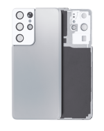 Samsung Galaxy S21 Ultra İle Uyumlu Arka Kapak Camı Kamera Lensiyle  (Aftermarket Plus) (Phantom Silver)