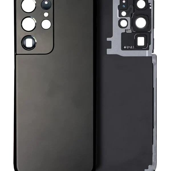 Samsung Galaxy S21 Ultra İle Uyumlu Arka Kapak Camı Kamera Lensiyle Uyumlu (Servis Paketi) (Phantom Siyah)