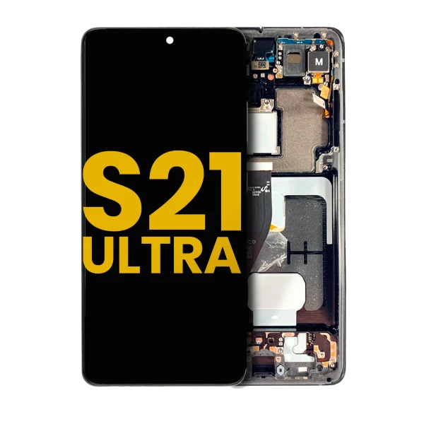 Samsung Galaxy S21 Ultra İle Uyumlu İçin Çerçeveli ekran 5G Orijinal (Phantom Black)  Orijinal Ekranı