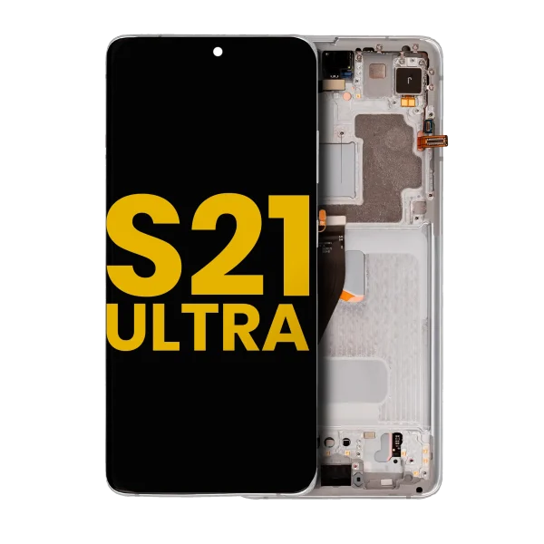 Samsung Galaxy S21 Ultra İle Uyumlu İçin Çerçeveli ekran 5G Orijinal (Phantom Silver)  Orijinal Ekranı