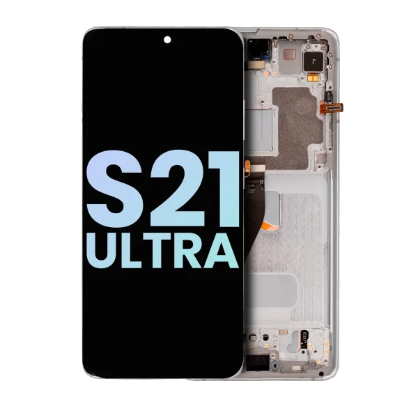Samsung Galaxy S21 Ultra İle Uyumlu İçin Çerçeveli ekran 5G (Servis Paketi) (Phantom Silver)  Orijinal Ekranı