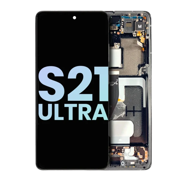 Samsung Galaxy S21 Ultra İle Uyumlu İçin Çerçeveli ekran 5G (Servis Paketi) (Phantom Siyah)  Orijinal Ekranı