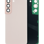 Samsung Galaxy S22 5G İle Uyumlu Arka Kapak Camı Kamera Lensiyle  (Pembe Altın)