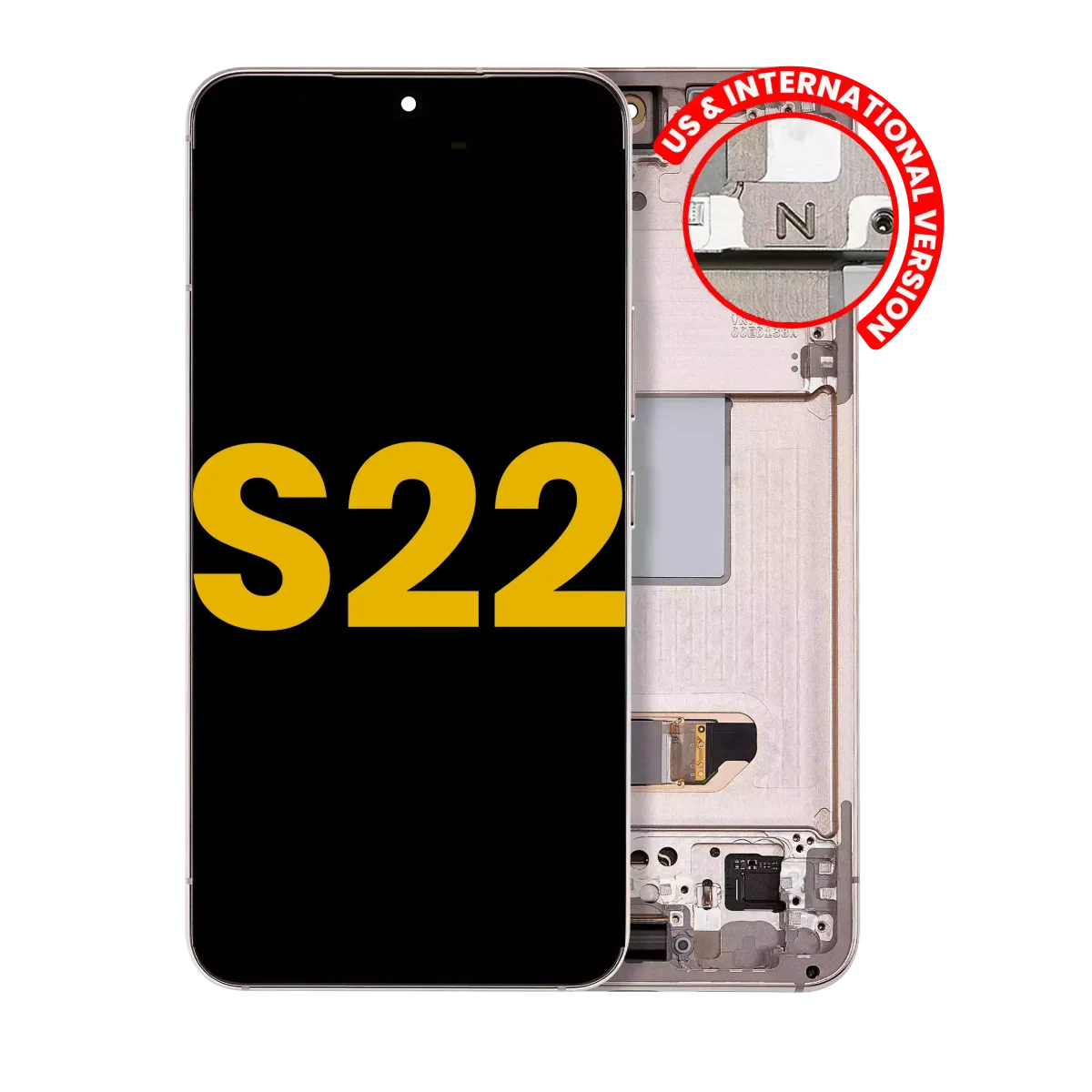 Samsung Galaxy S22 5G İle Uyumlu İçin Çerçeveli ekran - Orijinal (Pembe Altın)  Orijinal Ekranı
