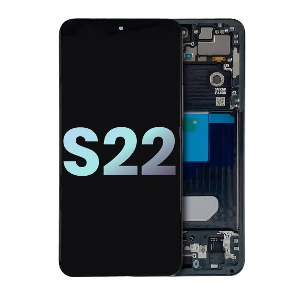 Samsung Galaxy S22 5G İle Uyumlu (Service Pack) (Grafit) Çerçeveli ekran Orijinal Ekranı