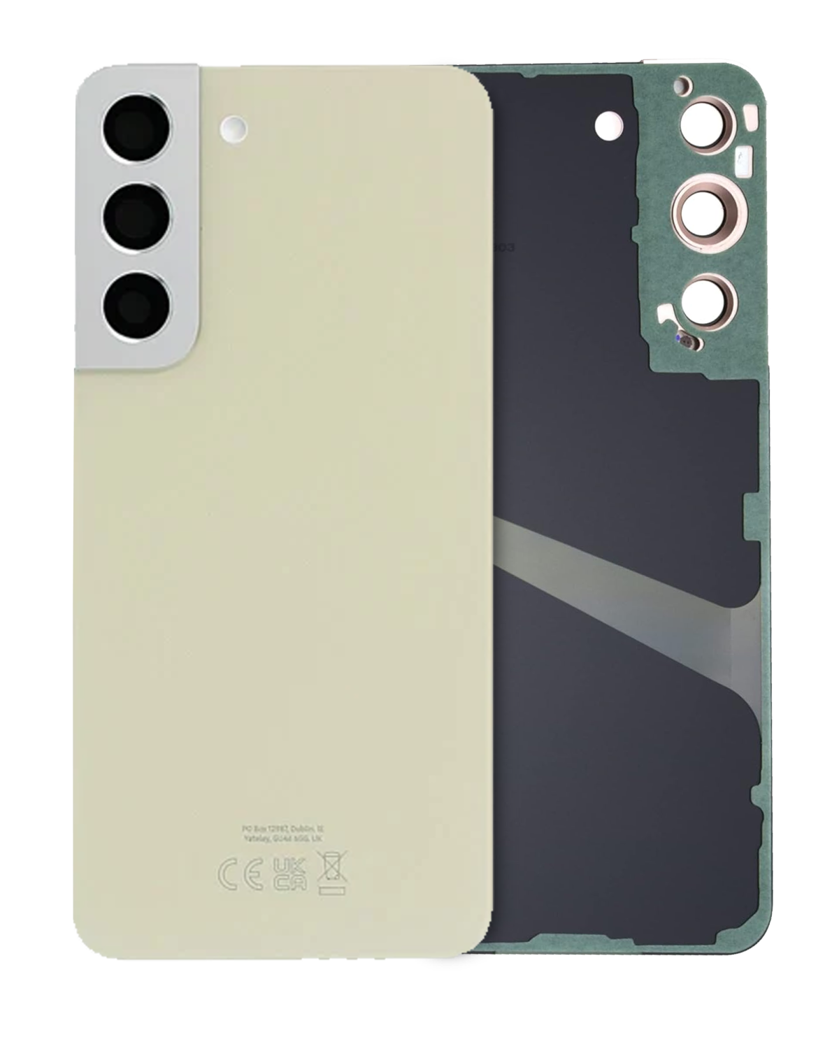 Samsung Galaxy S22 Arka İle Uyumlu Kapak Camı Kamera Lensli (Servis Paketi) (Krem)
