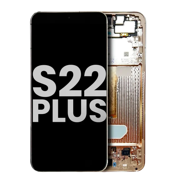 Samsung Galaxy S22 Plus İle Uyumlu 5G Çerçeveli ekran Orijinal Ekranı (Pembe Altın)