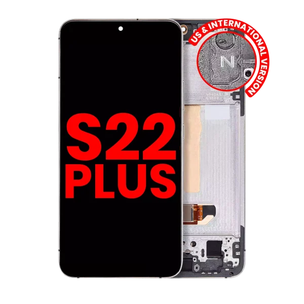 Samsung Galaxy S22 Plus İle Uyumlu İçin Çerçeveli ekran 5G - (Beyaz)  Orijinal Ekranı