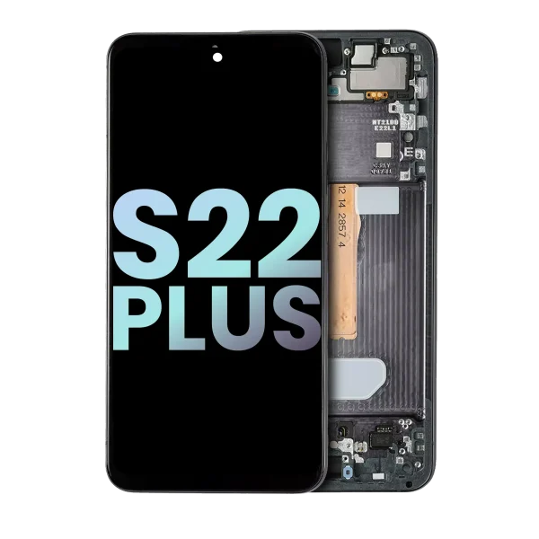 Samsung Galaxy S22 Plus İle Uyumlu İçin Çerçeveli ekran 5G (Service Pack) (Phantom Black)  Orijinal Ekranı Uyumlu