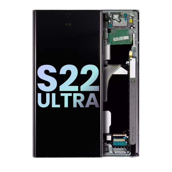 Samsung Galaxy S22 Ultra İle Uyumlu 5G (Servis Paketi) (Grafit) Çerçeveli ekran Orijinal Ekranı