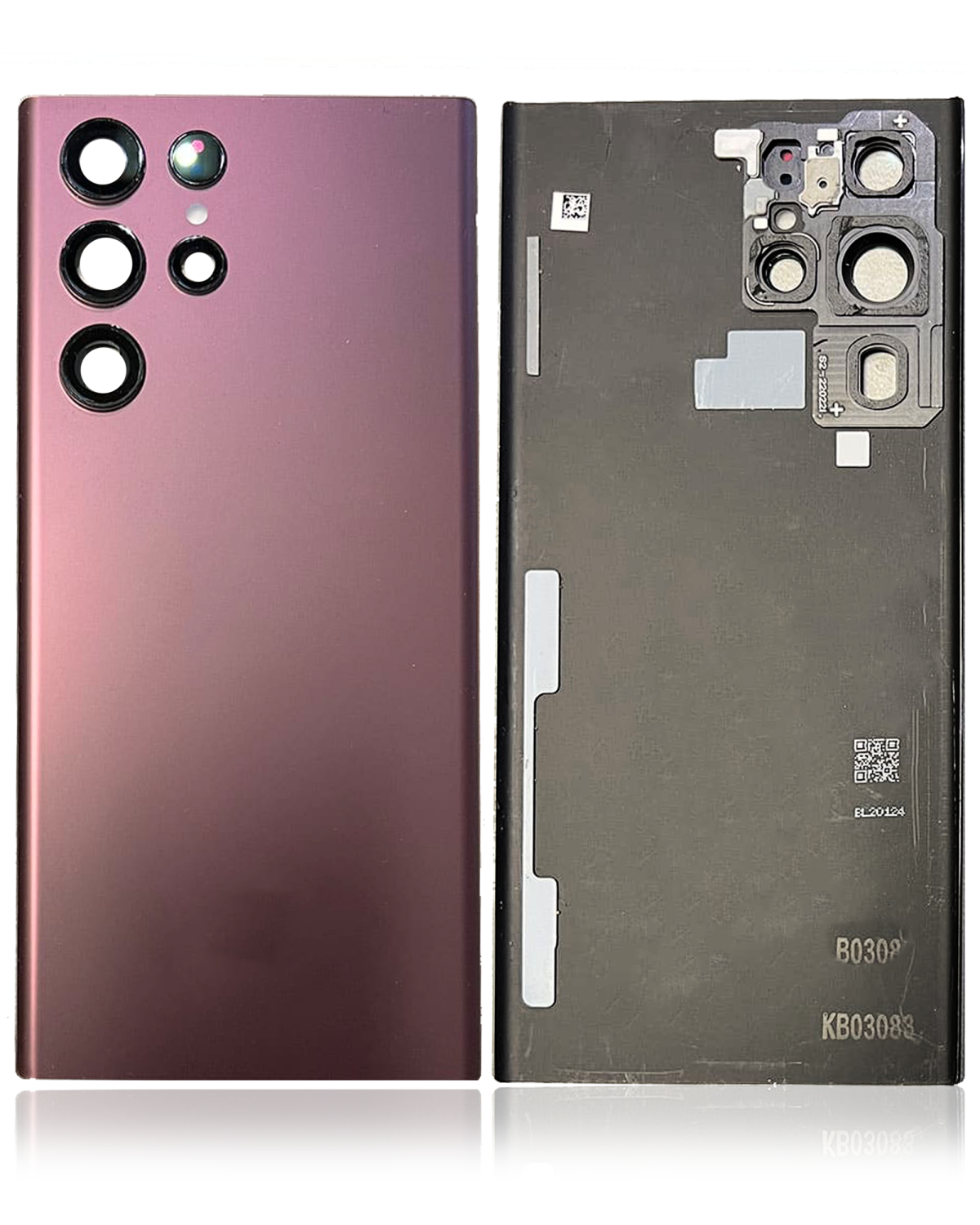 Samsung Galaxy S22 Ultra İle Uyumlu Arka Kapak Cam Kamera Lensli (Service Pack) Uyumlu (Bordo) - Görsel 4