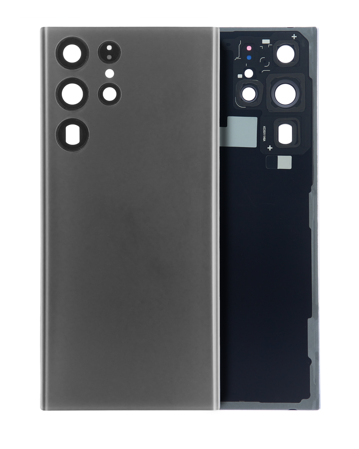 Samsung Galaxy S22 Ultra İle Uyumlu Arka Kapak Camı Kamera Lensiyle (Servis Paketi) (Grafit)