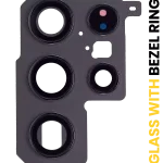 Samsung Galaxy S22 Ultra İle Uyumlu İçin Çerçeve (Phantom Black)  Halkalı Arka Kamera Lensi Uyumlu