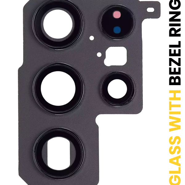 Samsung Galaxy S22 Ultra İle Uyumlu İçin Çerçeve (Phantom Black)  Halkalı Arka Kamera Lensi Uyumlu