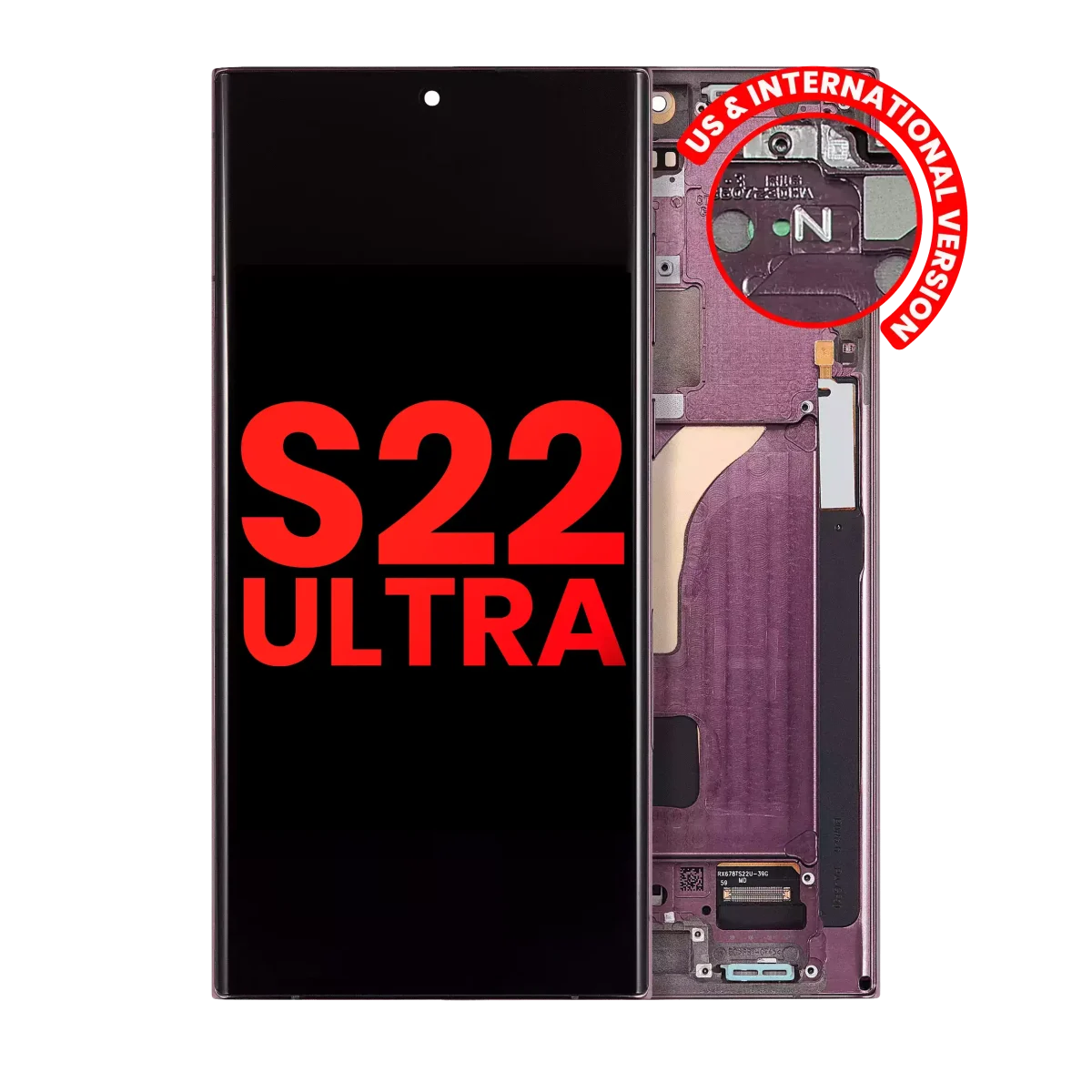Samsung Galaxy S22 Ultra İle Uyumlu İçin Çerçeveli ekran 5G - (Aftermarket Plus) (Bordo) - Görsel 3