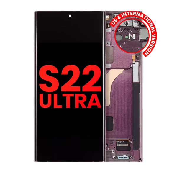 Samsung Galaxy S22 Ultra İle Uyumlu İçin Çerçeveli ekran 5G - (Aftermarket Plus) (Bordo)