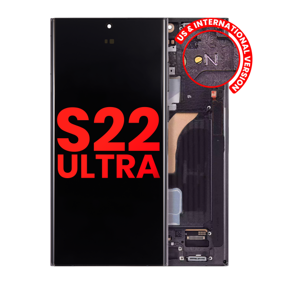 Samsung Galaxy S22 Ultra İle Uyumlu İçin Çerçeveli ekran 5G - (Aftermarket Plus) (Phantom Black)