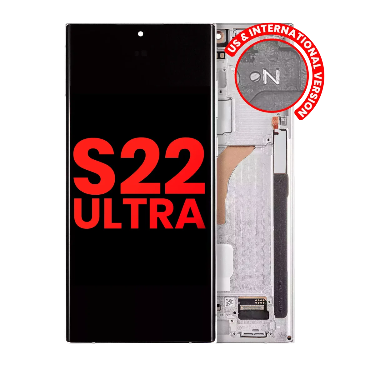 Samsung Galaxy S22 Ultra İle Uyumlu İçin Çerçeveli ekran 5G - (Aftermarket Plus) (Phantom White)