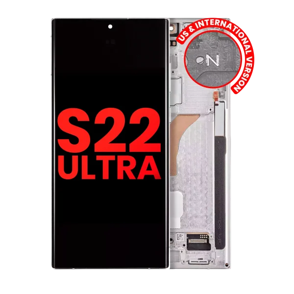 Samsung Galaxy S22 Ultra İle Uyumlu İçin Çerçeveli ekran 5G - (Aftermarket Plus) (Phantom White)