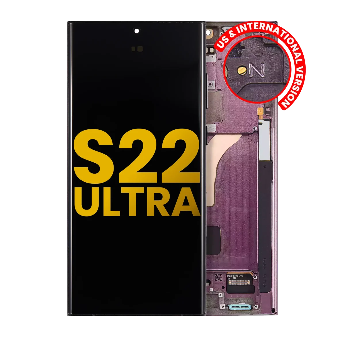 Samsung Galaxy S22 Ultra İle Uyumlu İçin Çerçeveli ekran 5G - Orijinal (Bordo)  Orijinal Ekranı