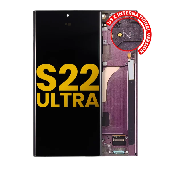 Samsung Galaxy S22 Ultra İle Uyumlu İçin Çerçeveli ekran 5G - Orijinal (Bordo)  Orijinal Ekranı
