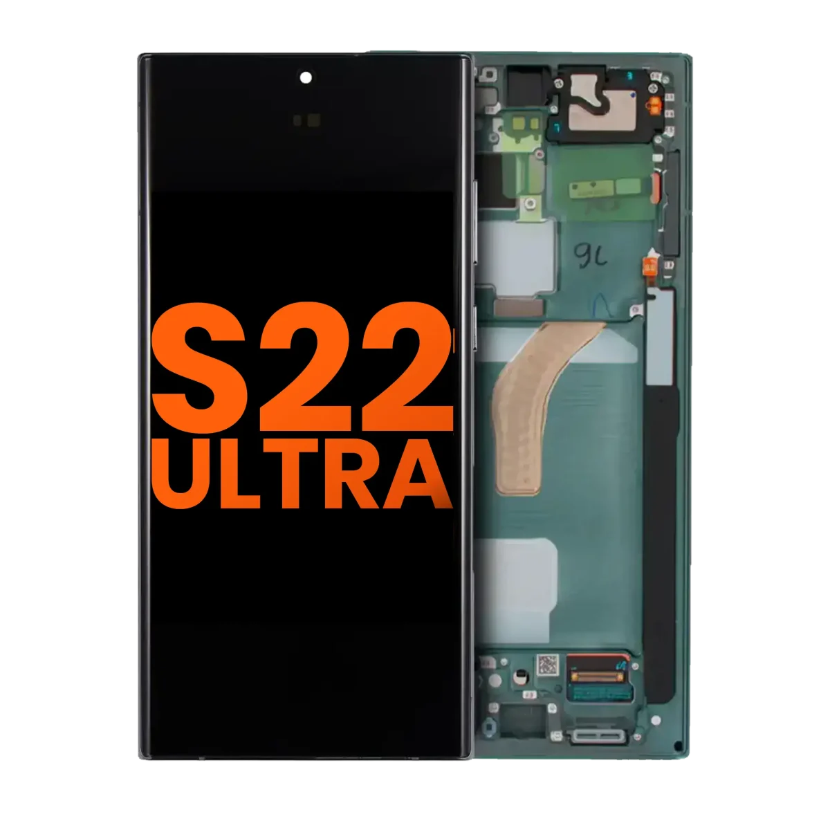Samsung Galaxy S22 Ultra İle Uyumlu İçin Çerçeveli ekran 5G  Orijinal Ekranı (Leke: Sınıf C) (Hayalet Yeşili)