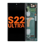 Samsung Galaxy S22 Ultra İle Uyumlu İçin Çerçeveli ekran 5G  Orijinal Ekranı (Leke: Sınıf C) (Hayalet Yeşili)