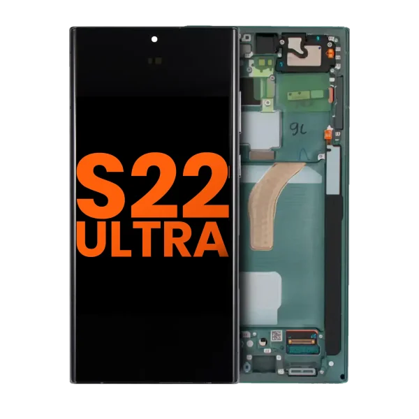 Samsung Galaxy S22 Ultra İle Uyumlu İçin Çerçeveli ekran 5G  Orijinal Ekranı (Leke: Sınıf C) (Hayalet Yeşili)