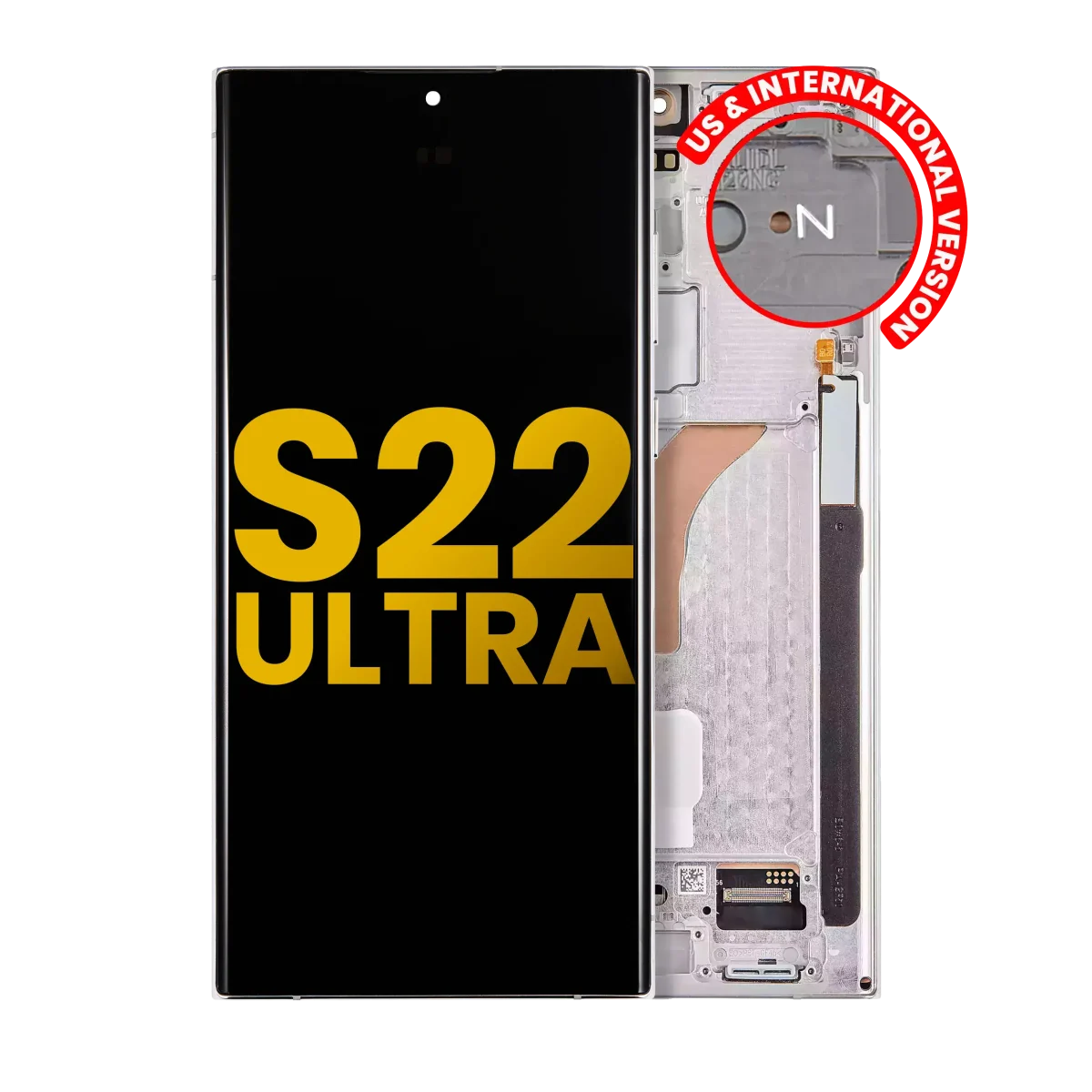 Samsung Galaxy S22 Ultra İle Uyumlu İçin Çerçeveli ekran 5G - Orijinal (Phantom Beyazı)  Orijinal Ekranı