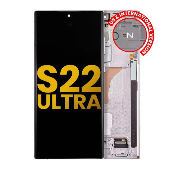 Samsung Galaxy S22 Ultra İle Uyumlu İçin Çerçeveli ekran 5G - Orijinal (Phantom Beyazı)  Orijinal Ekranı
