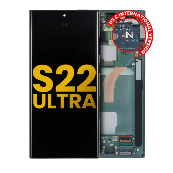 Samsung Galaxy S22 Ultra İle Uyumlu İçin Çerçeveli ekran 5G - Orijinal (Yeşil)  Orijinal Ekranı