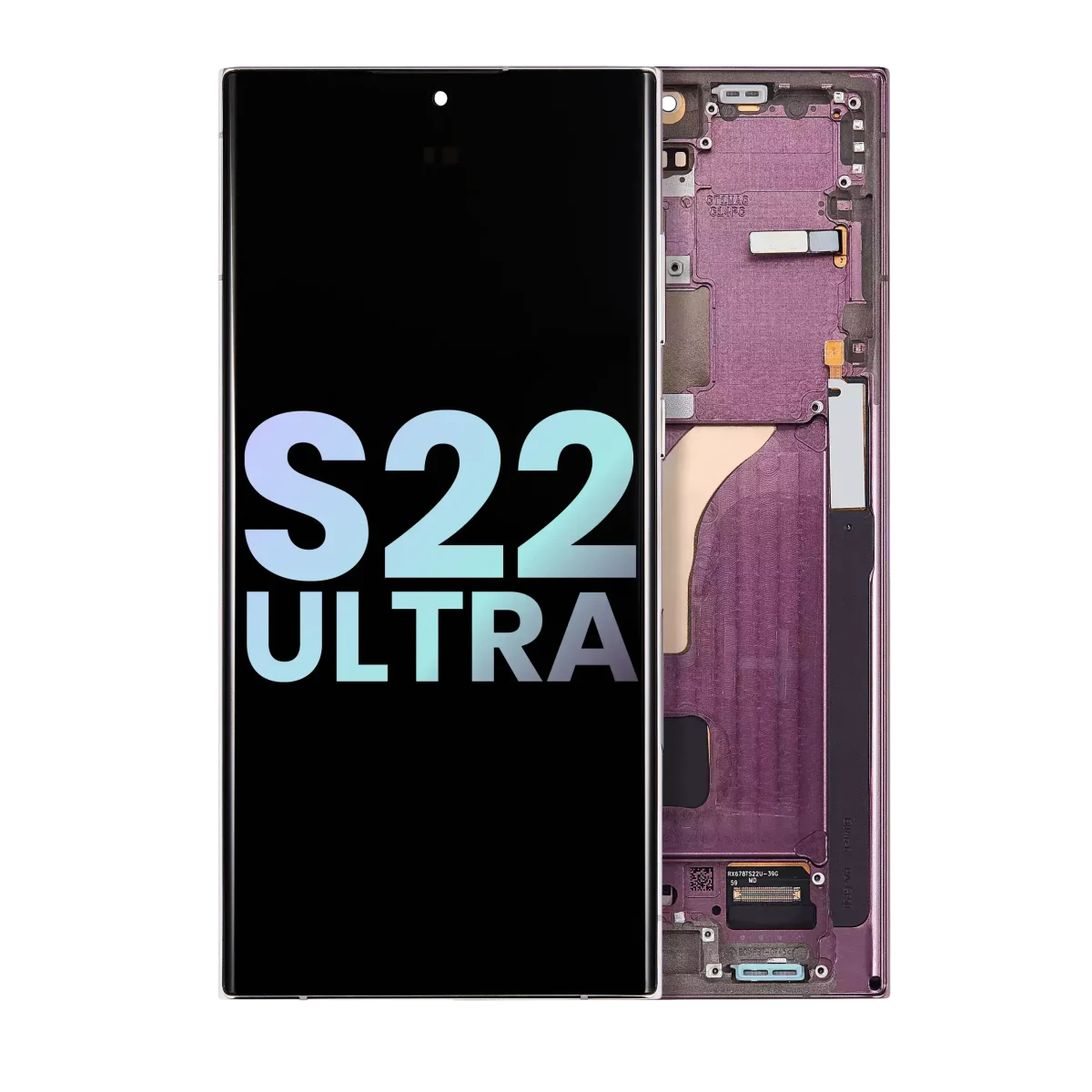 Samsung Galaxy S22 Ultra İle Uyumlu İçin Çerçeveli ekran 5G (Service Pack) (Bordo)  Orijinal Ekranı