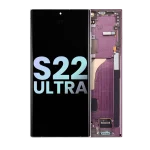Samsung Galaxy S22 Ultra İle Uyumlu İçin Çerçeveli ekran 5G (Service Pack) (Bordo)  Orijinal Ekranı
