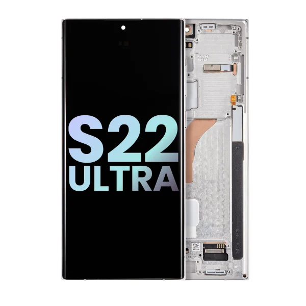 Samsung Galaxy S22 Ultra İle Uyumlu İçin Çerçeveli ekran 5G (Service Pack) (Phantom White)  Orijinal Ekranı
