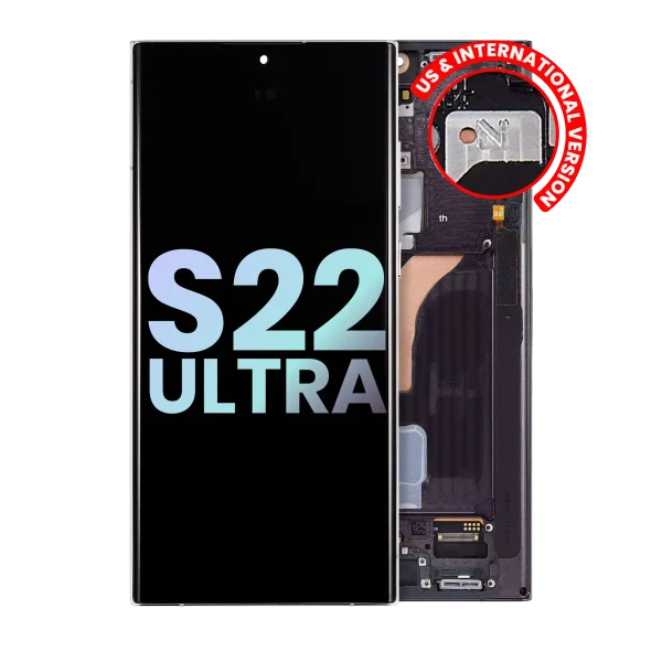 Samsung Galaxy S22 Ultra İle Uyumlu İçin Çerçeveli ekran 5G (Servis Paketi) (Phantom Siyah)  Orijinal Ekranı