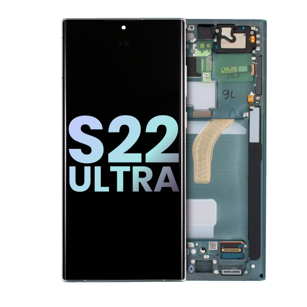 Samsung Galaxy S22 Ultra İle Uyumlu İçin Çerçeveli ekran 5G (Servis Paketi) (Yeşil)  Orijinal Ekranı